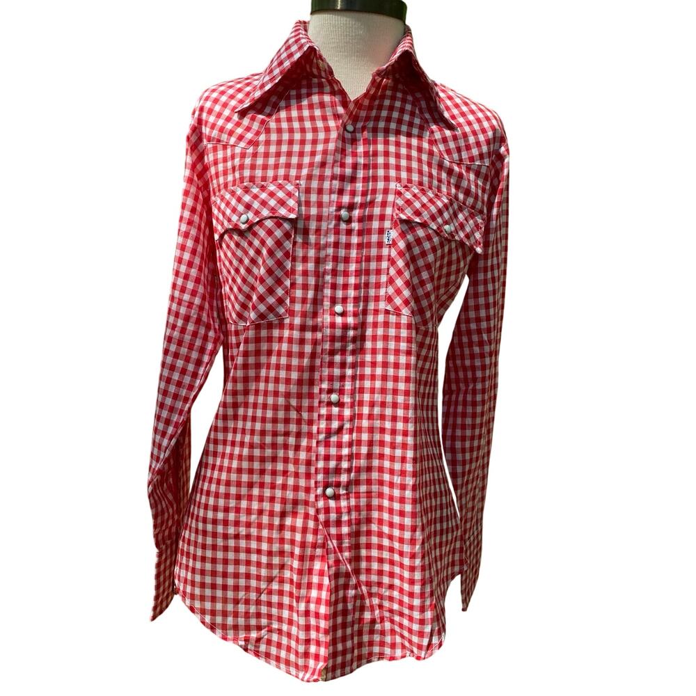 Vintage Levi’s Women’s Snap Front Gingham Plaid Rodeo Western Size Small